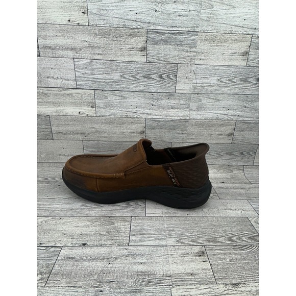 Skechers Slip ins Men Brown Leather‎ Loafer Shoes Slip On Memory Foam Size 8 main image 9